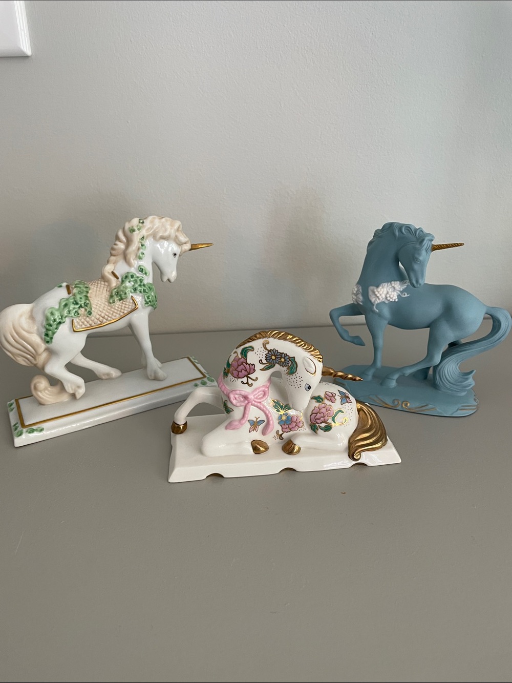 Set a three Franklin Mint 1991 unicorn collection, excellent condition